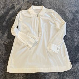 Soft Surroundings‎ Womens Tunic Top Size Small White Pearl Cuffs Zip Stretch
